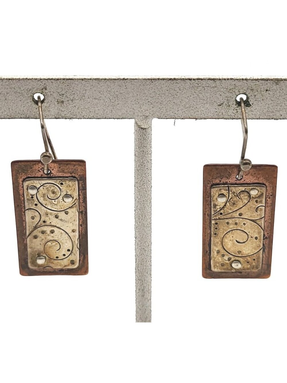 Stunning Artisan Mixed Metals Sterling Earrings Boho Festival